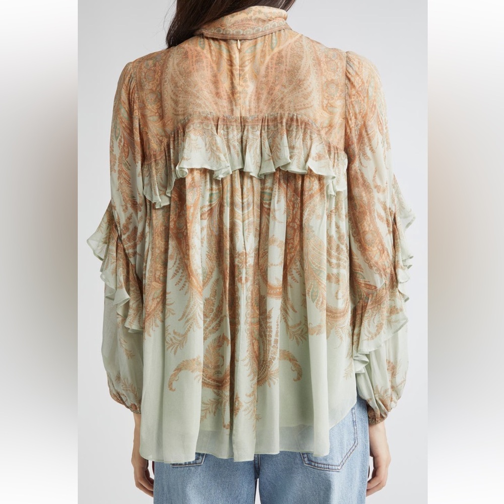 Zimmermann Memento Flutter Paisley  Bow Top In Mint Paisley Various sizes - Picture 2 of 16